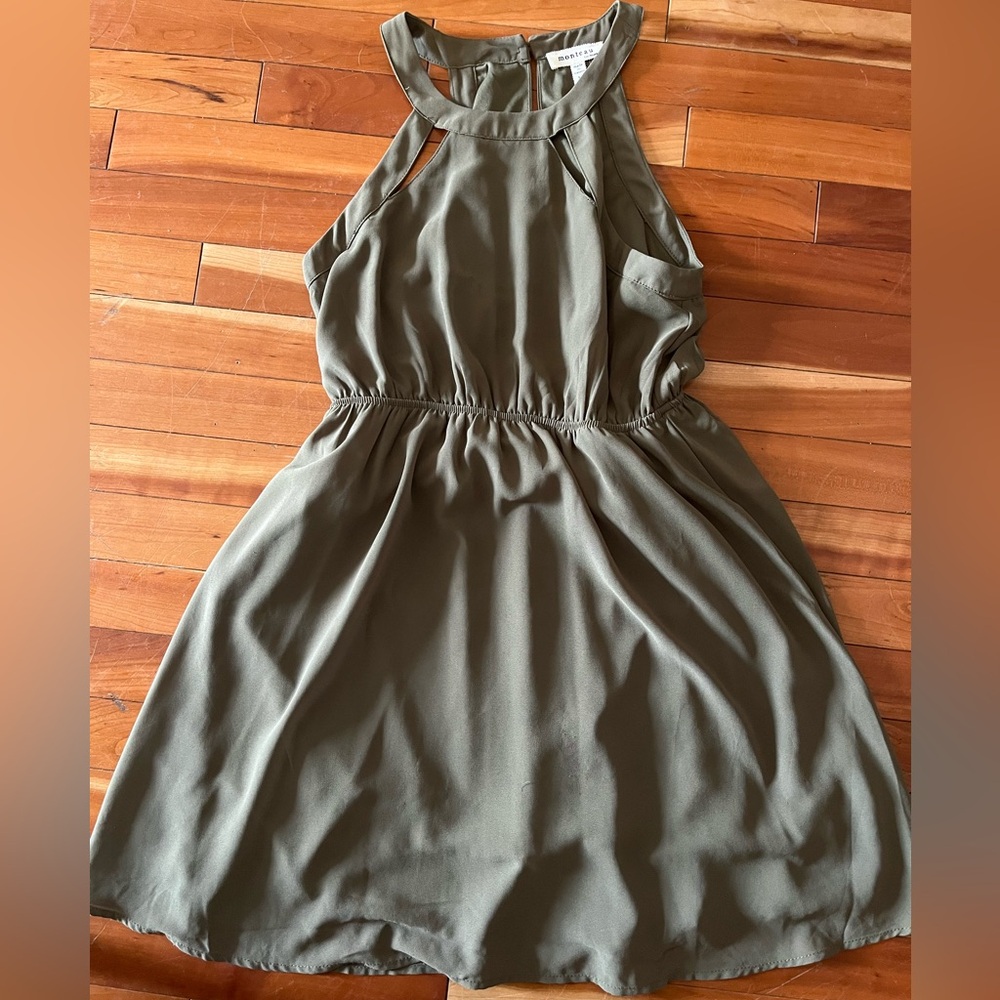Monteau Olive Green Mini Dress